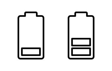 Batarya ikonu vektör çizimi. Pil şarj işareti ve sembol. pil şarj seviyesi