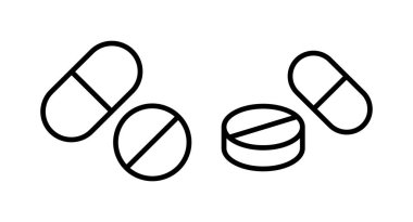 İlaç ikonu vektör illüstrasyonu. Kapsül simgesi. Uyuşturucu işareti ve sembol