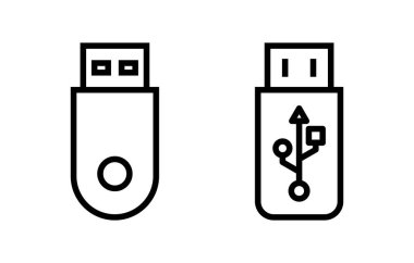 Usb simge vektör illüstrasyonu. Flaş disk işareti ve sembol. Flash disk işareti.