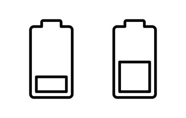 Batarya ikonu vektör çizimi. Pil şarj işareti ve sembol. pil şarj seviyesi