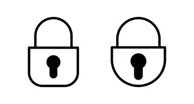 Simge vektör illüstrasyonunu kilitle. Asma kilit işareti ve sembol. Şifreleme simgesi. Güvenlik sembolü