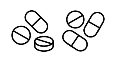 İlaç ikonu vektör illüstrasyonu. Kapsül simgesi. Uyuşturucu işareti ve sembol