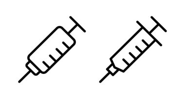 Şırınga ikonu vektör çizimi. İğne işareti ve sembol. Aşı simgesi