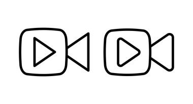 Video ikonu vektör illüstrasyonu. Video kamera işareti ve sembol. Film tabelası. Sinema