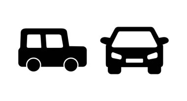 Araba ikonu vektör illüstrasyonu. Araba işareti ve sembol. küçük sedan