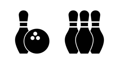 Bowling ikonu vektör illüstrasyonu. Bowling topu, iğne işareti ve sembol.