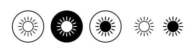 Güneş ikonu vektör illüstrasyonu. Parlaklık işareti ve sembol.