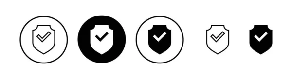 Bouclier Cocher Icône Vectoriel Illustration Protection Approuver Signe Icône Assurance — Image vectorielle