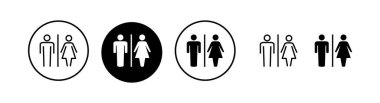 Tuvalet ikonu vektör illüstrasyonu. Kızlar ve erkekler tuvaletleri imzalar ve simgeler. Banyo tabelası. wc, tuvalet