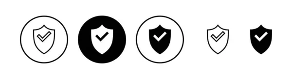 Icono Marca Verificación Escudo Ilustración Vectorial Protección Aprueba Signo Icono — Archivo Imágenes Vectoriales