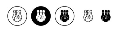 Bowling ikonu vektör illüstrasyonu. Bowling topu, iğne işareti ve sembol.