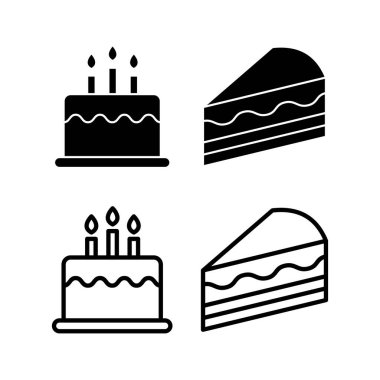 Kek simgesi vektör illüstrasyonu. Pasta işareti ve sembol. Doğum günü pastası simgesi