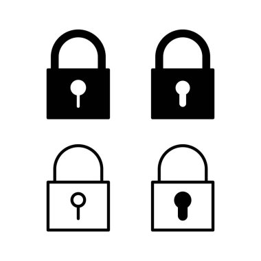 Simge vektör illüstrasyonunu kilitle. Asma kilit işareti ve sembol. Şifreleme simgesi. Güvenlik sembolü