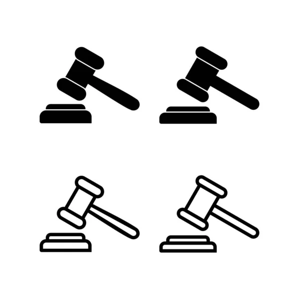 Векторная Иллюстрация Иконок Молотка Судья Молоток Знак Символ Икона Права — стоковый вектор