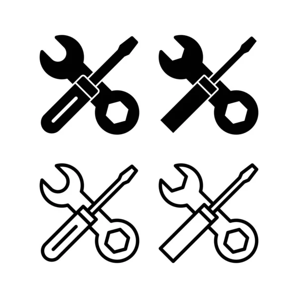 Reparaturwerkzeuge Symbolvektorabbildung Werkzeugzeichen Und Symbol Symbol Setzen Schraubenschlüssel Und Schraubenzieher — Stockvektor
