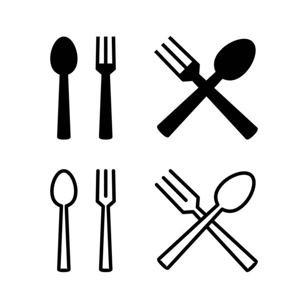 Векторная иллюстрация ложки и вилки. ложка, вилка и вектор иконок ножа. знак ресторана и символ