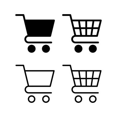 Alışveriş ikonu vektör illüstrasyonu. Alışveriş arabası işareti ve sembol. Trolley simgesi