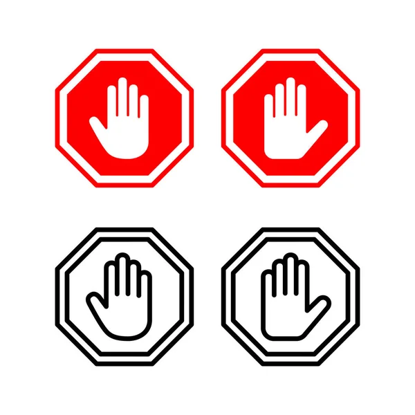 Zatrzymaj Ikonę Wektora Ilustracji Zatrzymaj Znak Drogowy Znak Stopu Dłoni — Wektor stockowy