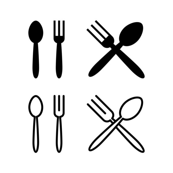 Векторная иллюстрация ложки и вилки. ложка, вилка и вектор иконок ножа. знак ресторана и символ