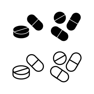 İlaç ikonu vektör illüstrasyonu. Kapsül simgesi. Uyuşturucu işareti ve sembol