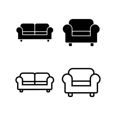 Koltuk simgesi vektör illüstrasyonu. Kanepe işareti ve sembol. mobilya simgesi