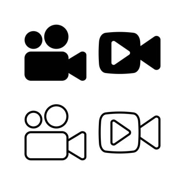 Video ikonu vektör illüstrasyonu. Video kamera işareti ve sembol. Film tabelası. Sinema