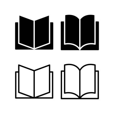 Kitap ikonu vektör çizimi. Açık kitap işareti ve sembol. Kitap simgesi