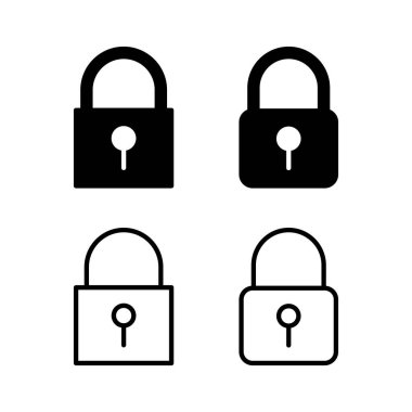 Simge vektör illüstrasyonunu kilitle. Asma kilit işareti ve sembol. Şifreleme simgesi. Güvenlik sembolü