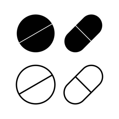 İlaç ikonu vektör illüstrasyonu. Kapsül simgesi. Uyuşturucu işareti ve sembol