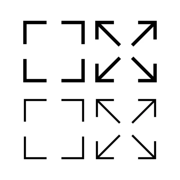Ikona Wektora Pełnoekranowego Rozwiń Pełnego Znaku Ekranu Symbolu Symbol Strzałek — Wektor stockowy