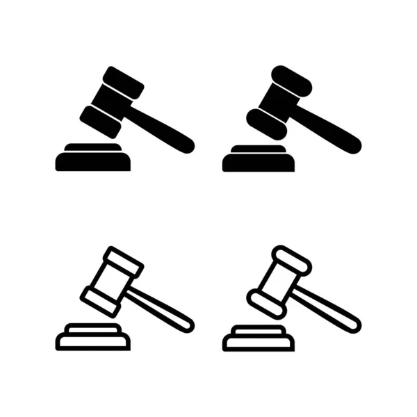 Векторная Иллюстрация Иконок Молотка Судья Молоток Знак Символ Икона Права — стоковый вектор