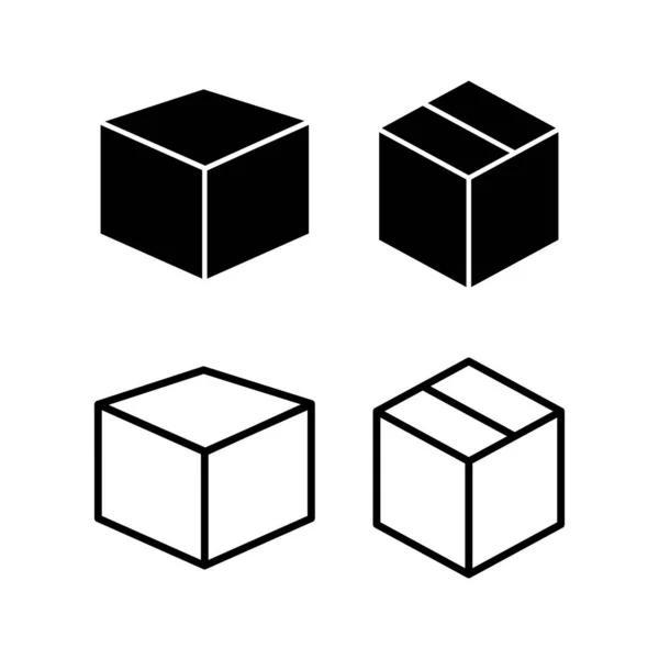 ボックスアイコンベクトルイラスト ボックスサインとシンボル小包パッケージ — ストックベクタ