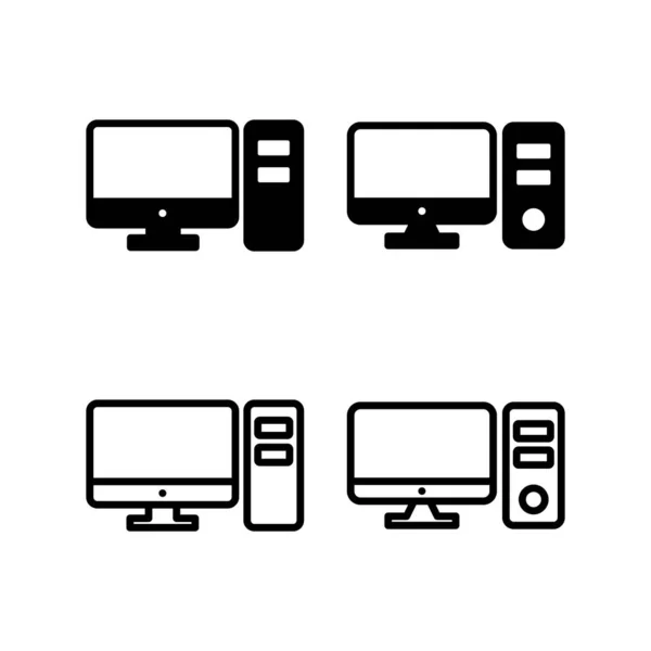 Ilustração Vetor Ícone Computador Sinal Monitor Computador Símbolo — Vetor de Stock