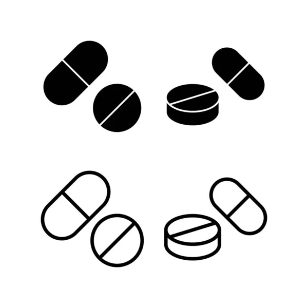 Pillen Pictogram Vector Illustratie Capsule Icoon Drugsbord Symbool — Stockvector