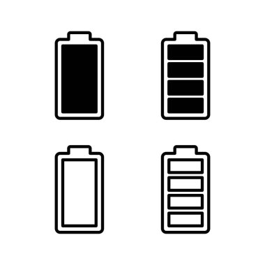 Batarya ikonu vektör çizimi. Pil şarj işareti ve sembol. pil şarj seviyesi