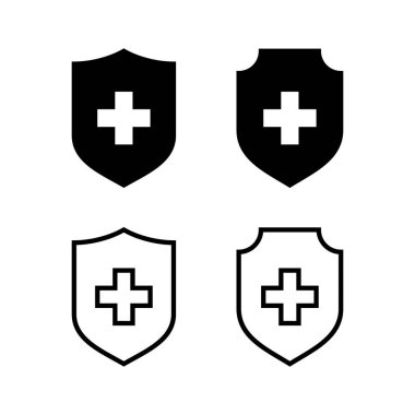 Sağlık sigortası ikonu vektör illüstrasyonu. Sigorta belgesi imzası ve sembolü