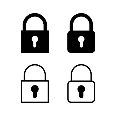 Simge vektör illüstrasyonunu kilitle. Asma kilit işareti ve sembol. Şifreleme simgesi. Güvenlik sembolü
