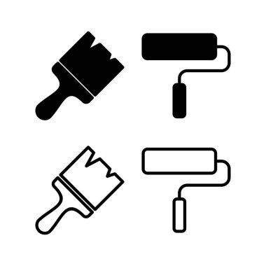 Simge vektör illüstrasyonunu boya. Boya fırçası işareti ve sembol. boyama silindiri vektörü