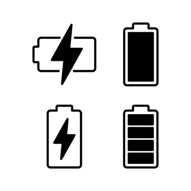 Batarya ikonu vektör çizimi. Pil şarj işareti ve sembol. pil şarj seviyesi
