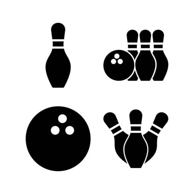 Bowling ikonu vektör illüstrasyonu. Bowling topu, iğne işareti ve sembol.