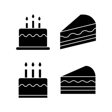 Kek simgesi vektör illüstrasyonu. Pasta işareti ve sembol. Doğum günü pastası simgesi
