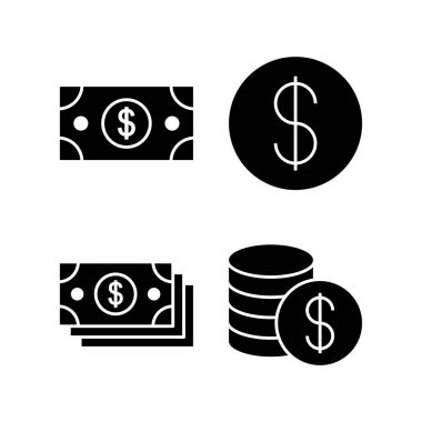 Para ikonu vektör illüstrasyonu. Para işareti ve sembol