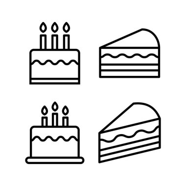 Kek simgesi vektör illüstrasyonu. Pasta işareti ve sembol. Doğum günü pastası simgesi