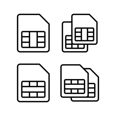 Sim kart simgesi vektör illüstrasyonu. çift sim kart işareti ve sembol