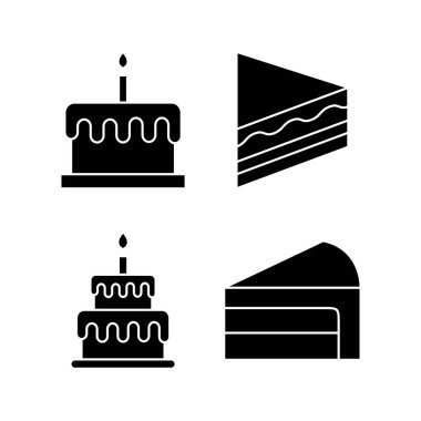 Kek simgesi vektör illüstrasyonu. Pasta işareti ve sembol. Doğum günü pastası simgesi