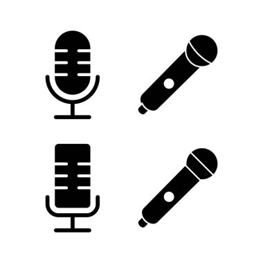 Mikrofon ikonu vektör çizimi. Karaoke işareti ve sembol