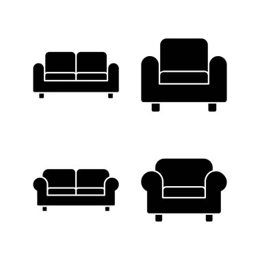 Koltuk simgesi vektör illüstrasyonu. Kanepe işareti ve sembol. mobilya simgesi
