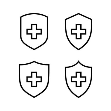 Sağlık sigortası ikonu vektör illüstrasyonu. Sigorta belgesi imzası ve sembolü
