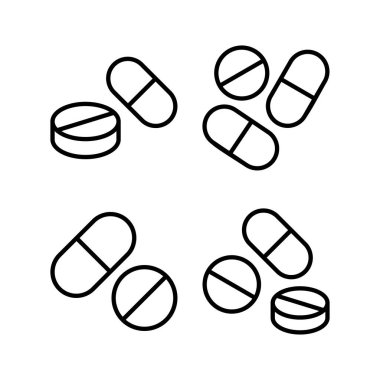 İlaç ikonu vektör illüstrasyonu. Kapsül simgesi. Uyuşturucu işareti ve sembol