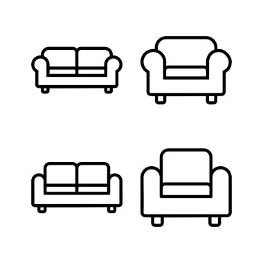 Koltuk simgesi vektör illüstrasyonu. Kanepe işareti ve sembol. mobilya simgesi